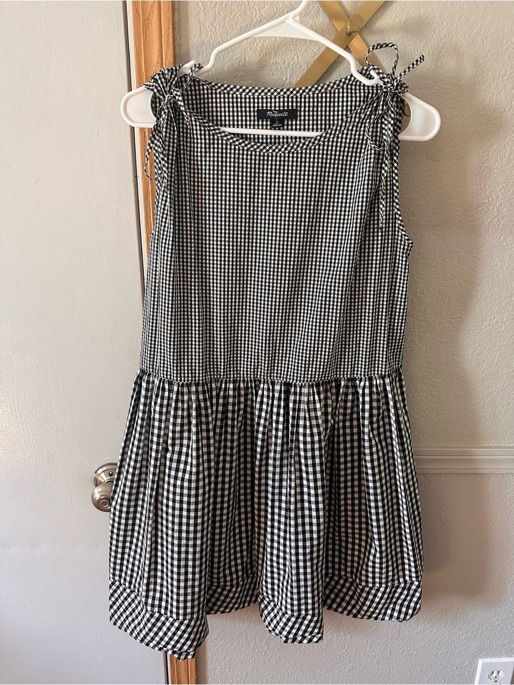 Black & White Gingham Tie-Shoulder Madewell Dress